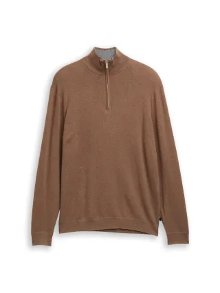 Tom Tailor - Troyer Strickpullover mit Kaschmir-Anteil dark taupe melange - Gr. - XXXL