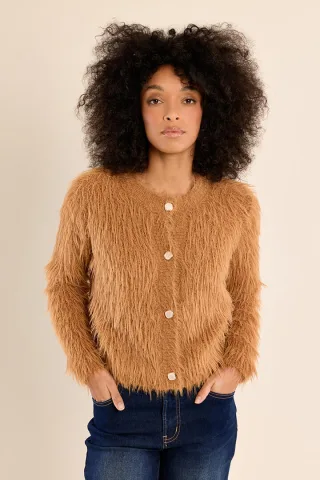 molly bracken - Flauschige Strickjacke braun - Gr. - XS