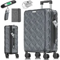KESSER Hartschalen-Trolley Reisekoffer, 4 Rollen, ABS Hartschalenkoffer mit Zahlenschloss Kofferwaage & Reisebrieftasche