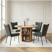 Jiexi Essgruppe Essgruppe 5-teilig runder Tisch mit Stauraum & 4 Polsterstühle