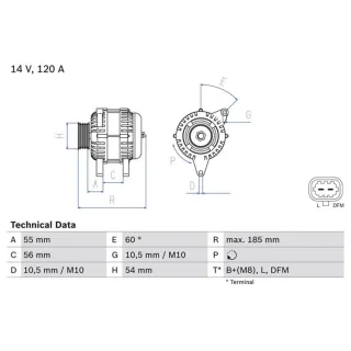 Bosch Lichtmaschine 120A Opel Corsa Meriva 1,4 0986082380