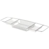 MSV Badewannenablage Wannentablett Edelstahl, Ablage Tablett für die Badewanne, rostfreier Edelstahl Inox, universell einsetzbar, komfortabel geräumige Ablagekörbe, pflegeleicht & langlebig, 68,5 x 18 x 5,5 cm, Farbe silber glänzend