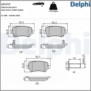 Delphi Bremsbel?ge hinten Kia Opel Peugeot