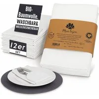 Mon Bijou Stoffserviette Stoffservietten Bio Baumwolle grau, weiß, dunkelgrau Servietten Stoff, (für Restaurants hochwertige Gastronomie Tischservietten Set 45 x 45cm, 12 St., Tischdeko für Hochzeit, Weihnachten, Geburtstagsfeier, Familienfeier), Bau