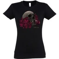 Urban Backwoods Print-Shirt Flower Skull Damen T-Shirt Blumen Fleurs Schädel Totenkopf Tattoo (1-tlg) Gothic Dark Romantic Dark