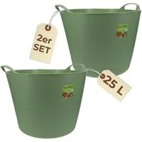 GarPet Allzweckkorb 2er Set Flexibler Eimer 25 L Wäsche Wanne Garten Korb rund Futtertrog