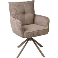 Home4You Polsterstuhl, Taupe, Cordoptik, Metallgestell, (1 St), 180 Grad Drehbar, Rückholfunktion, B 47 x H 51 x T 46 cm
