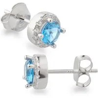 Schöner-SD Paar Ohrstecker Silberohrringe rund 7mm mit Zirkonia Kristall farbig und weiß, 925 Silber Rhodium