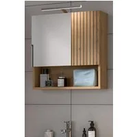 Inn.Furn Spiegelschrank Livia (Badezimmer Schrank in Eiche Artisan mit Rillen, Breite 54 cm) 2-türig mit Spiegeltür