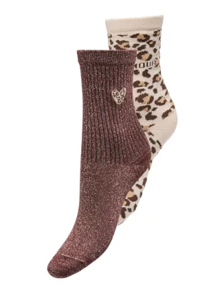 ONLY - Socken im 2er-Pack beige/braun/rot - Gr. - ONE SIZE