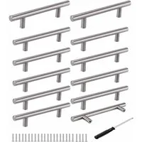 FELIXLEO Möbelgriff 12 Stück T Stangengriff 128mm Gebürstetes Edelstahl Möbelgriff (1-St)