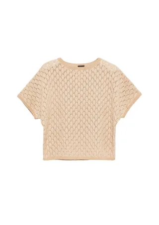 s.Oliver Red Label - Strickpullover mit Lochmuster beige - Gr. - M