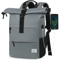 TAN.TOMI Cityrucksack Freizeitrucksack Groß Damen lässiger Rolltop Rucksack Herren Backpack (Arbeitsrucksack viele Fächer mit 15,6" Laptopfach/USB-Anschluss), Reiserucksack Lässiger Backpack Schule Freizeit Uni Arbeit Wandern