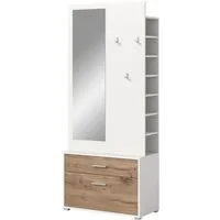 xonox.home Garderoben-Set, Nox Oak Nachbildung Weiß Melamin 80x190x38 cm