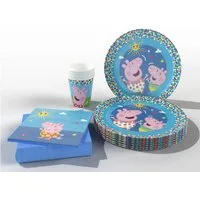 Party Factory Dekoteller Peppa Pig Party-Set Einweggeschirr 36-teilig, für 8 Personen