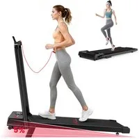 HOMEFITNESSCODE Laufband 3-in-1 Klappbares Laufbänder mit 5 % Steigung (Fernbedienung – LED-Display – 120 kg Tragkraft), elektrisches Laufband mit Armlehnen – 1–6 km/h – 2,5-PS-Motor