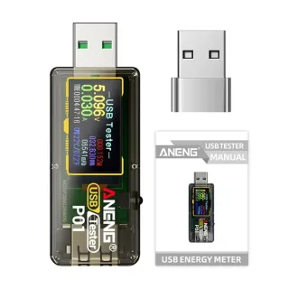 Aneng P01 USB Tester Energy Meter 4V-30V Measures Voltage Current Power Capacity Energy Color Reverse Display Screen Fli