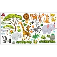 nikima Wandtattoo 060 Wandtattoo Dschungel Tiere - 750 x 420 mm (PVC-Folie)