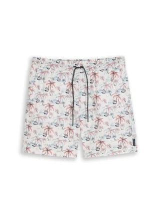 Tom Tailor - Badeshorts mit Print white colorful palm design - Gr. - XXL
