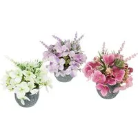 Kunstblume Kunstblumen-Arrangement Hortensien im Topf 3er Set Hortensie, I.GE.A., Höhe 17 cm, 17cm Kunstpflanze Deko künstliche Blumen Deko Pflanzen