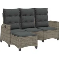 vidaXL Loungesofa Gartensofa mit Liegefunktion Kissen L-Form Grau Poly Rattan, 1 Teile