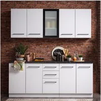 Homestyle4u Küchenzeile 200 cm ohne Geräte Singleküche Küchenschränke Weiß, (Oberschränke, Unterschränke), Küchenblock