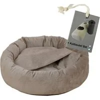 Rohrschneider Tierkissen Hundekissen 2 in 1 Kuschelhöhle Denver Samt, inkl. Hundekotbeutelset