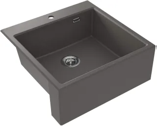 Neuesbad FARMHOUSE 1-Becken Granitspüle 600x610x214, Anthrazit Metallic, mit SPACE SAVER LUX NB1DEZQET10K1