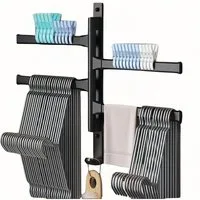 Realb2b Handtuchhalter Drehbarer Handtuchhalter Aluminium 4-armig schwarz matt Wandmontage, Schwenkbare 4 Arme, platzsparend, Aluminium, mattschwarz beschichtet