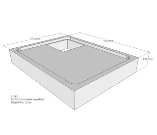 Neuesbad Wannenträger für Bette superflach 70x90x3,5 SD22701