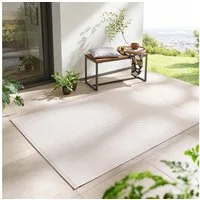 TaraCarpet Teppich Regina Teppich aus robustem Flachgewebe für In und Outdoor, rechteckig, Höhe: 7 mm, Küche Wohnzimmer Terrasse Garten Balkon uni creme 120X160