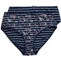 Ulla Popken Midislip Midislips 2er-Pack Blüten/Streifen Biobaumwolle