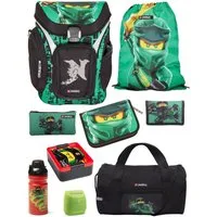 LEGO® Bags Schulranzen Explorer Lego Ninjago Schultasche ab der 1. Klasse (Set, 9-tlg., mit Dose, Flasche und Sporttasche), ergonomisch, mit Hüft- & Brustgurt, grüner Ninja Lloyd