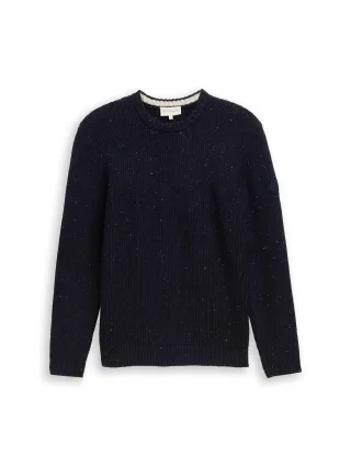 Tom Tailor - Strickpullover mit Strukturmix navy melange multi neps - Gr. - XXXL