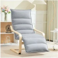 HOMCOM Relaxsessel Lounge-Sessel aus Birkenholz (gepolsterter Relaxsessel mit verstellbarer Fußstütze, 1-St., moderner Sessel für Wohnzimmer), 93-114 x 67 x 105 cm, Hellgrau