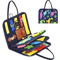 MOPUEA Lernspielzeug Lernspielzeug für Kinder Montessori Spielzeug 7in1 Vorschulspielzeug (Montessori Lernspielzeug Busy Board für Kinder Vorschulspielzeug, 7 in 1 Lernspielzeug mit Formen Alphabet Uhr und Kalender), Fördert Feinmotorik Konzentration