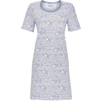 Ringella Nachthemd - Sleepshirt im Ringeldessin mit Blumendruck 100% Baumwolle