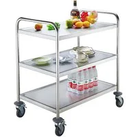 GastroHero Tischwagen Servierwagen Edelstahl 3 Etagen 71x41 cm Transportwagen Small