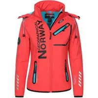 Geographical Norway Softshelljacke Damen Softshell Windbreaker Regen Outdoor Jacke in Unifarbe, mit abnehmbarer Kapuze, mit Stehkragen
