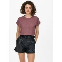 ONLY Kurzarmshirt ONLSMILLA LIFE S/S TOP JRS NOOS regular fit, modisch, Single Jersey, Materialmix, Rundhals