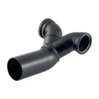 Geberit Pe Doppelanschlussbogen 367485161 DN 100/90/90, 90Grad, PE-HD, horizontale Montage, gekröpft