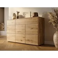 Massivart® Kommode 149 cm Breite Massivholz Wildeiche geölt »SKOV«, 2 Schubladen · 3 Drehtüren · 2 Einlegeböden · viel Stauraum