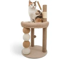 LINUMA Kratzbaum Katzenbaum Kletterbaum mit Spielball & weichem Bett, Kratzbaum für Katzen stabil, platzsparend & perfekt zur Krallenpflege