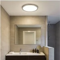 GLOBO LIGHTING LED Deckenleuchte, LED-Leuchtmittel fest verbaut, Warmweiß, Badezimmerlampe Deckenleuchte silber rund Deckenlampe Küche LED IP44