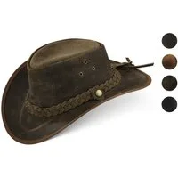 BLACK FOREST FOX Cowboyhut TEXAS Unisex Western Reiten Cowboy Leder Hut in 4 Farben Old Green Größe S