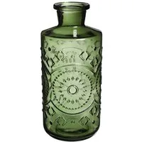 finehomegarden Dekovase 2x Glas Flasche BERLIN Ø9cm H21cm Glasflasche 2erSet dunkelgrün (Set, 2 St., 2 Vasen), Vintage Vase dunkelgrün Glasvase