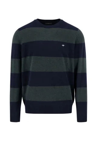 FYNCH-HATTON - O-Neck, Stripe, Merino Cashmere navy - Gr. - XL