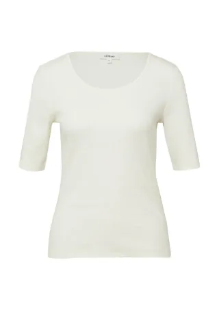 s.Oliver Red Label - Unifarbenes T-Shirt mit Halbarm und Rundhalsausschnitt weiß - Gr. - 40