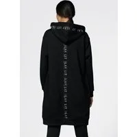 ILAY Lit Kapuzensweatjacke Midi Coat-Black -Lässiger Hoodiemantel im Urban Style mit XL Kapuze