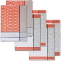 Dyckhoff Geschirrtuch HOME / KITCHEN, Maße je Tuch ca. 50x70 cm, (Set, 6-tlg), mit zwei verschiedenen Motiven